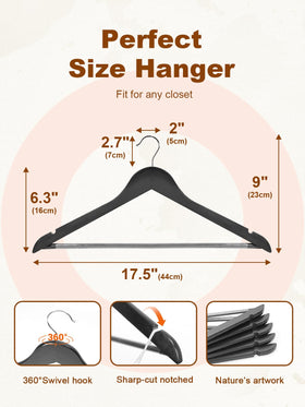 HOUSE DAY heavy-duty wooden hangers support a full wardrobe without bending.