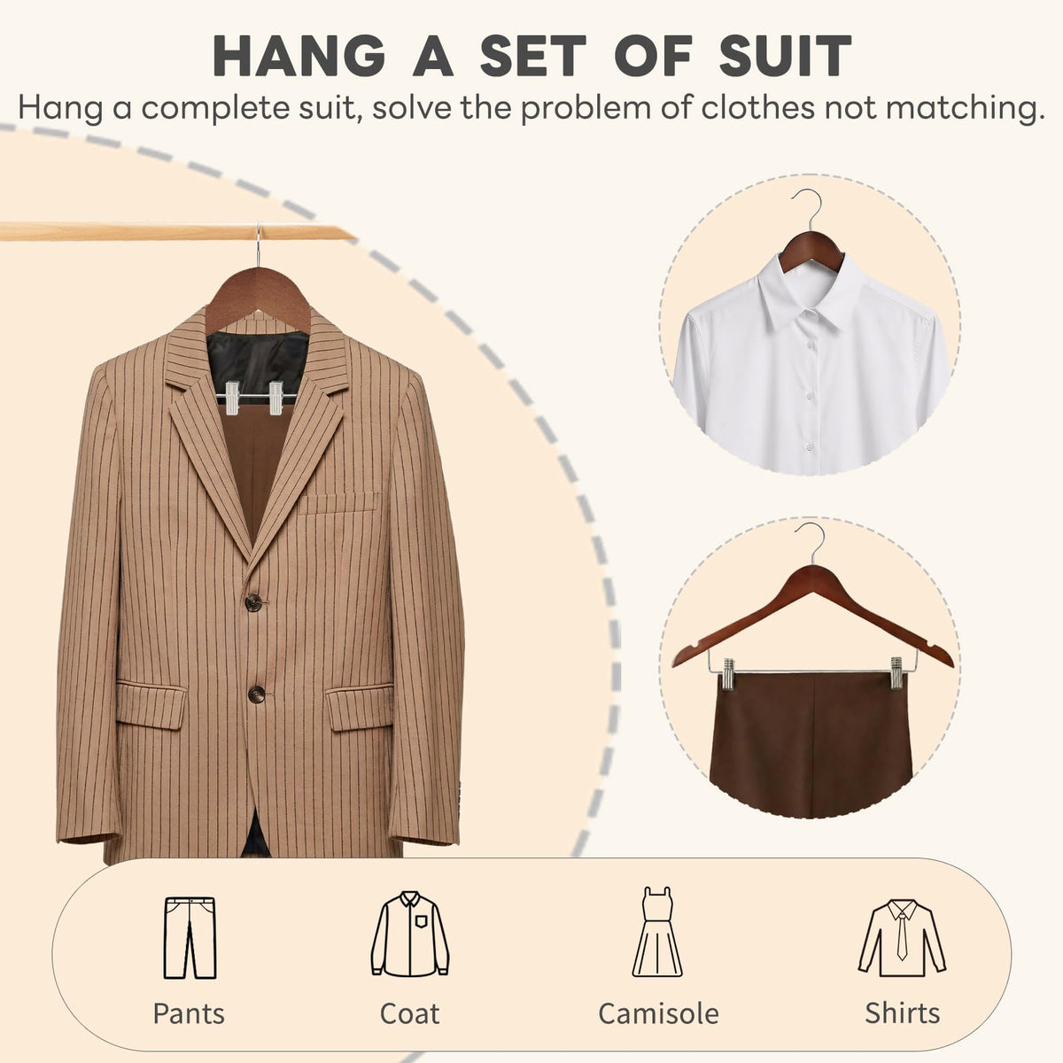 House Day heavy-duty wooden hangers provide strong support for bulky jackets