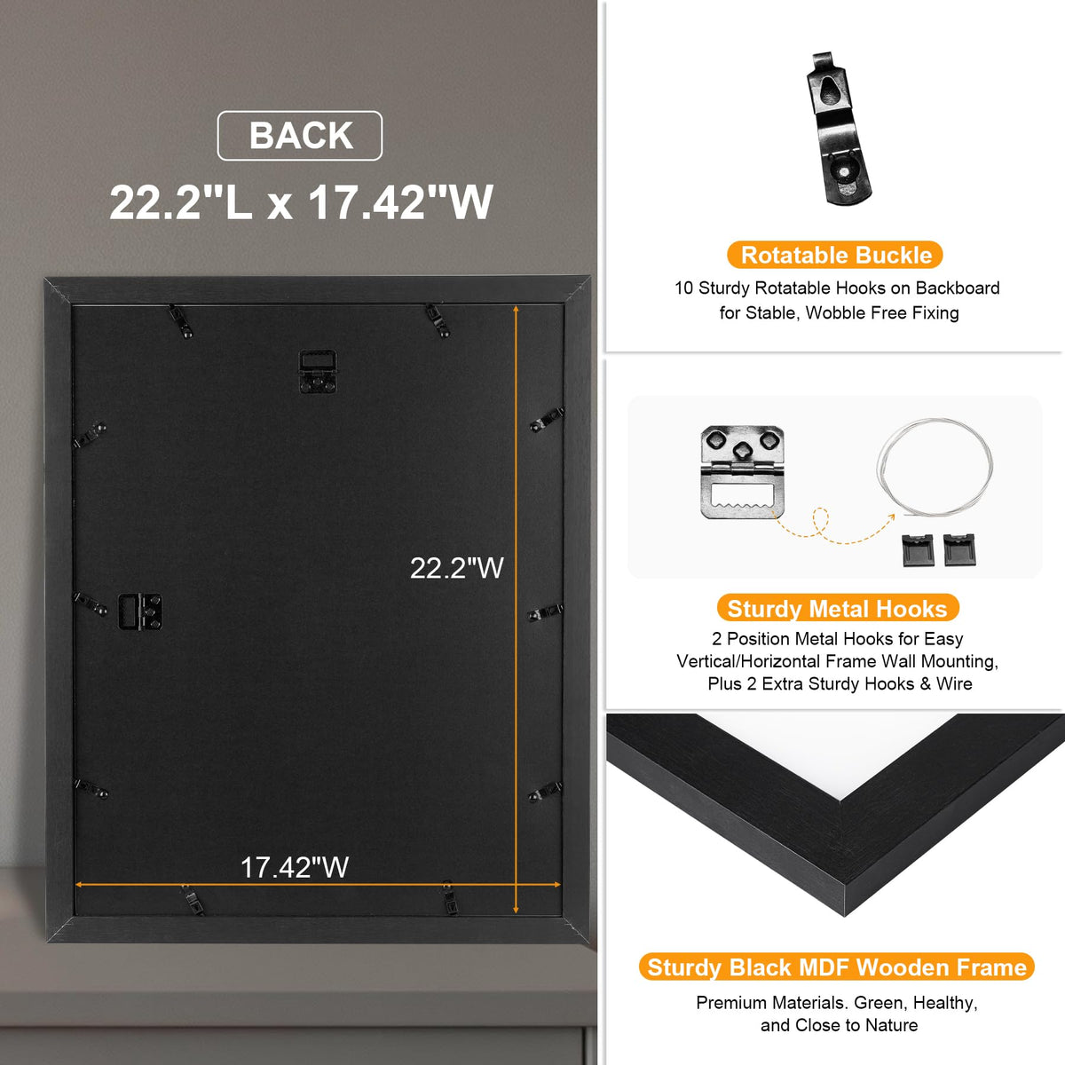 House Day frame supports horizontal and vertical mounting for flexible display.