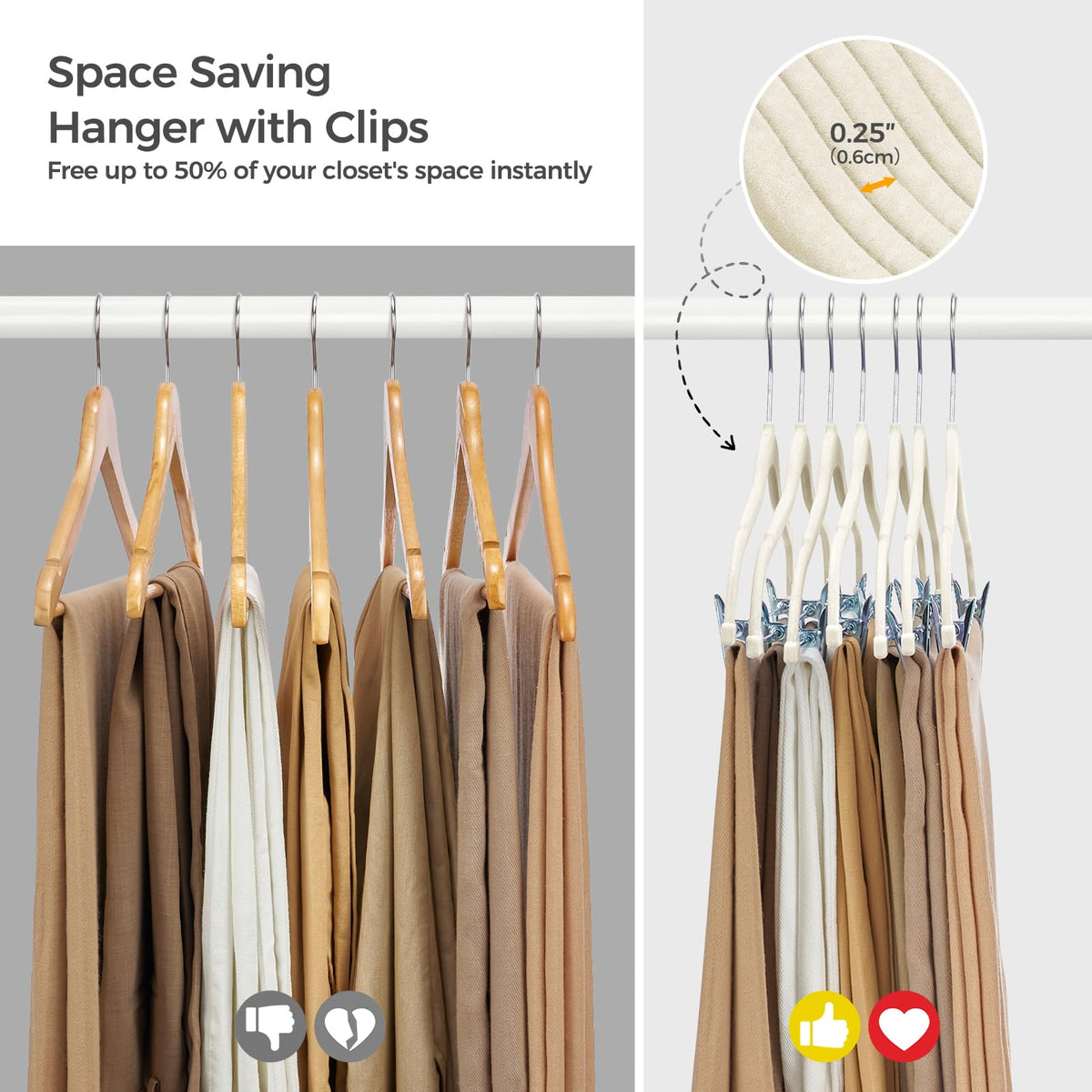 House Day ivory color hangers blend with any wardrobe and look elegant.
