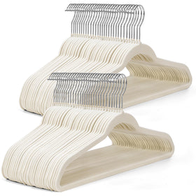 House Day Ivory Velvet Hangers with non-slip surface protect delicate fabrics.