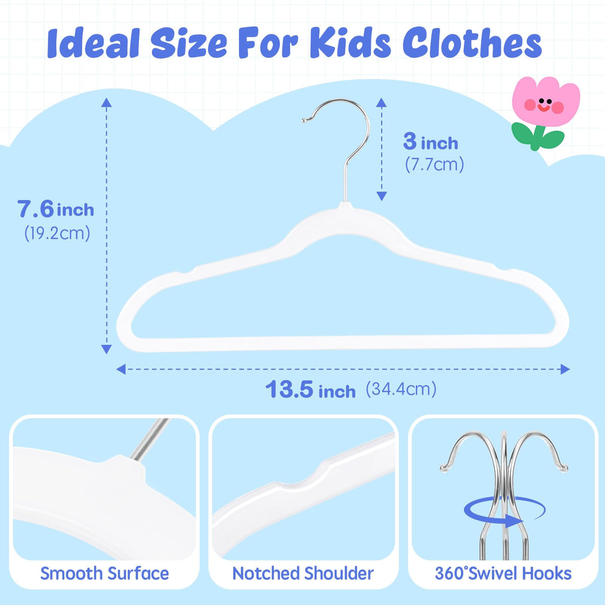 HOUSE DAY 50-pack kids hangers for organized closet display