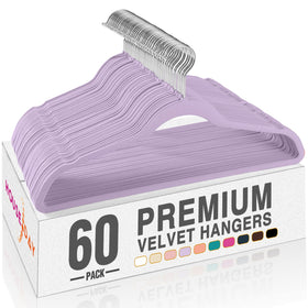 House Day Lt-Purple Velvet Hangers 60-pack with velvet finish for gentle garment support