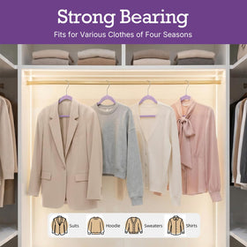 Open closet showing House Day Lt-Purple Velvet Hangers in bulk storage