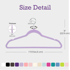 Ultra-thin design of House Day Lt-Purple Velvet Hangers saves closet space