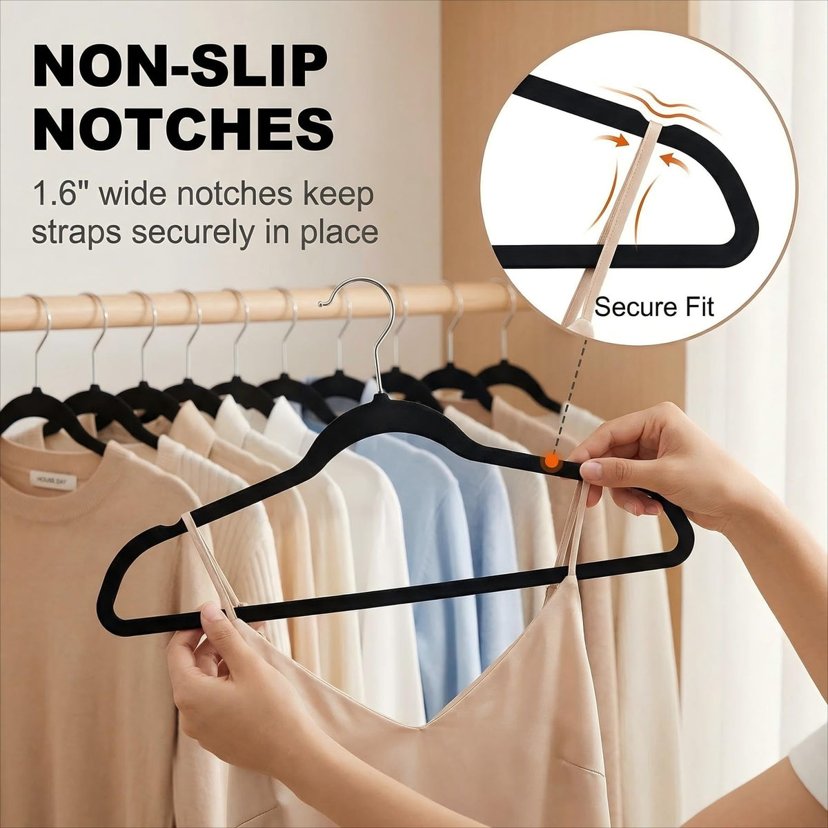 HOUSE DAY multicolor hangers help color-code outfits for easier mornings.