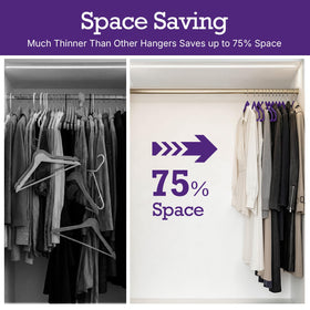 HOUSE DAY Noble-Purple Velvet Hangers holding coats demonstrates sturdy load capacity.