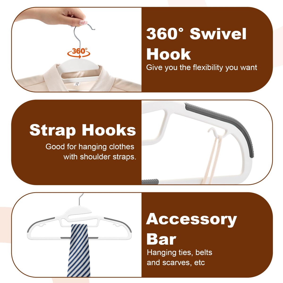 HOUSE DAY hanger with non-slip pads prevents clothes from sliding.