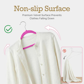 HOUSE DAY Velvet non-slip shoulder hanger keeps garments secure and in place.