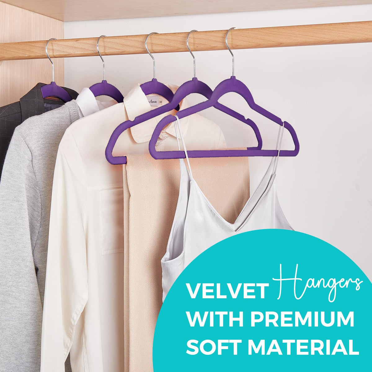 House Day non-slip shoulder hangers with grooves prevent slipping on delicate garments.