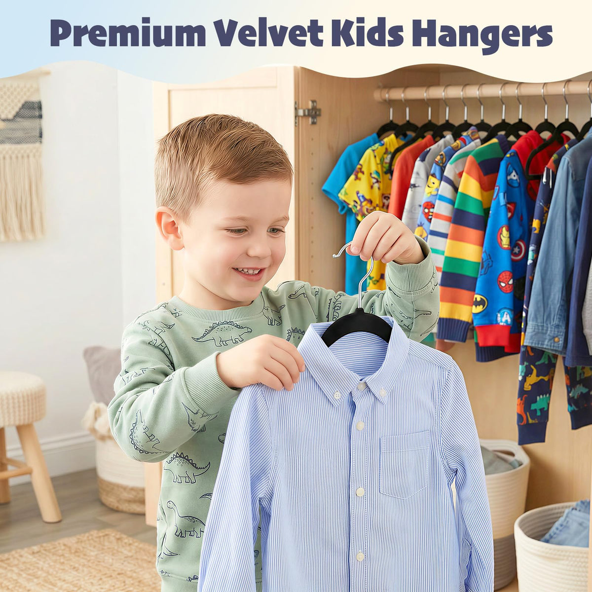 House Day non-slip shoulders with velvet grip prevent slips on delicate fabrics.