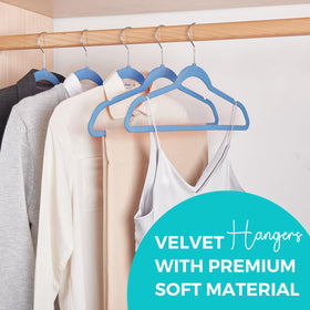 Non-slip velvet with shoulder grooves keeps dresses and tops in place.