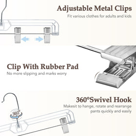 HOUSE DAY pants hangers with chrome swivel hook for versatile hanging directions