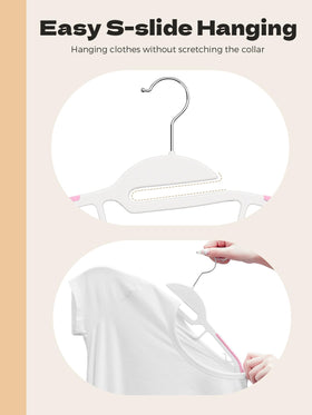 House Day pink plastic hanger with 360-degree swivel hook for flexible hanging.
