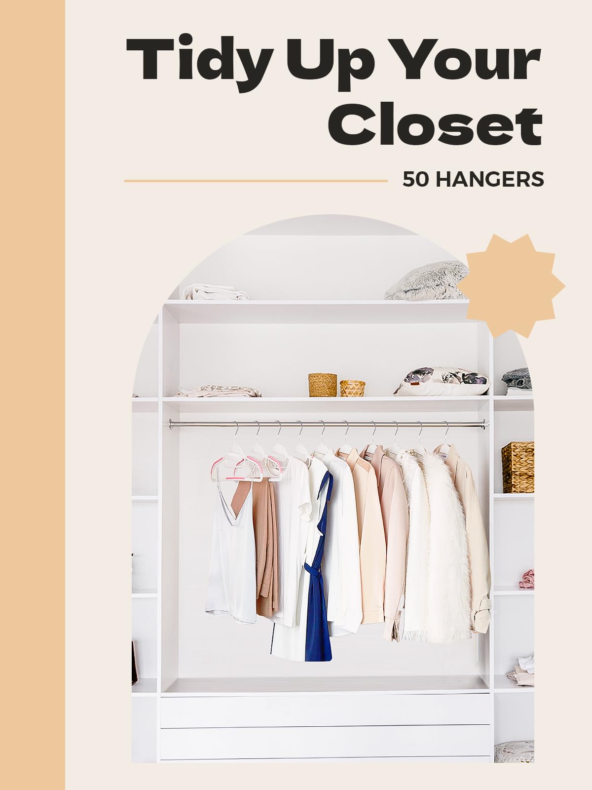 House Day 50-pack pink hangers for bulk closet organization.