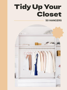 House Day 50-pack pink hangers for bulk closet organization.