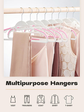 House Day heavy-duty pink plastic hanger holds up to 11 pounds for coats.