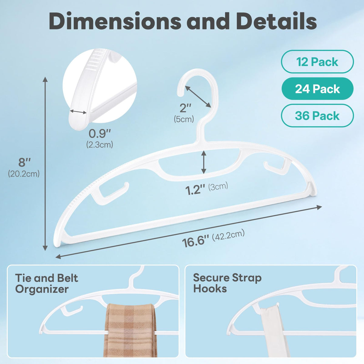 House Day all-season hanger supports coats, dresses, and lighter garments alike.