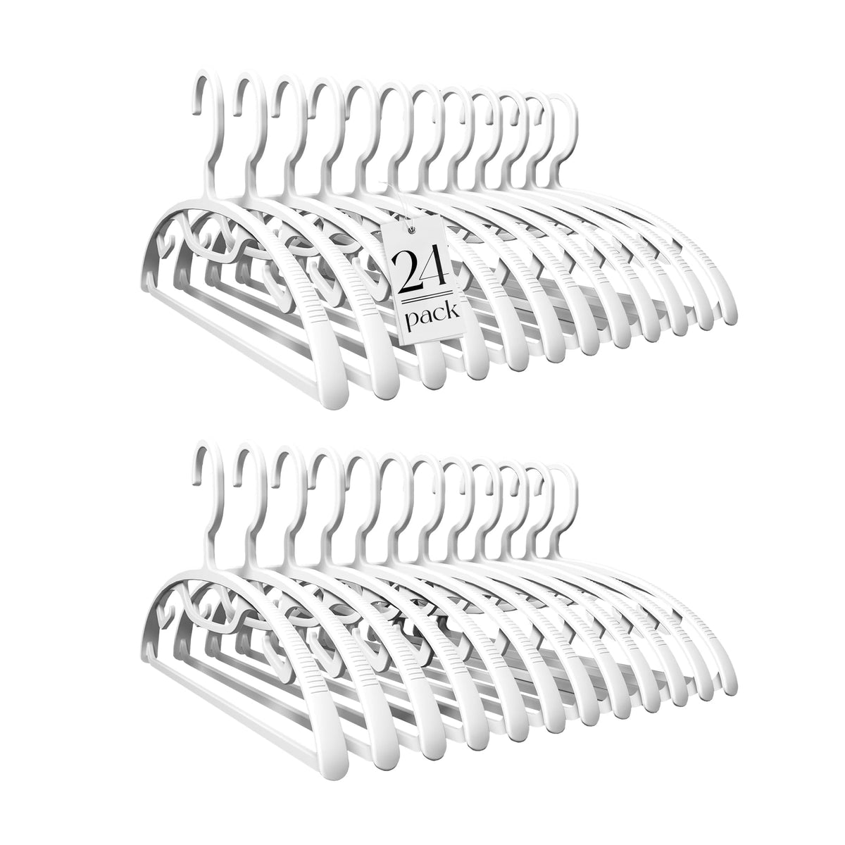 House Day plastic hangers 24-pack, strong and durable for coats and suits.