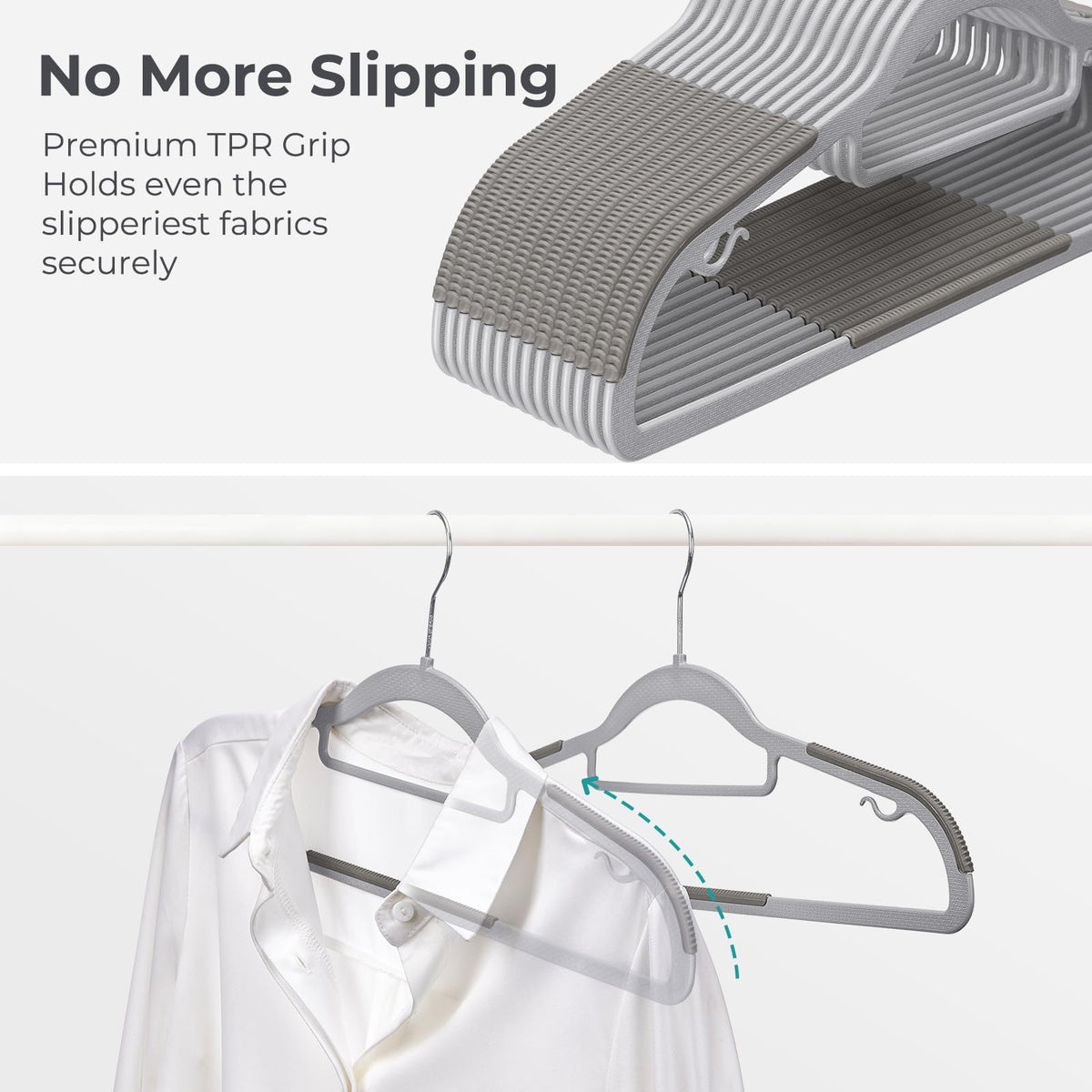 HOUSE DAY heavy-duty ABS hangers support coats without bending.