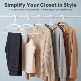 House Day hanger no shoulder bump illustrates ergonomic design preserving garment shape.