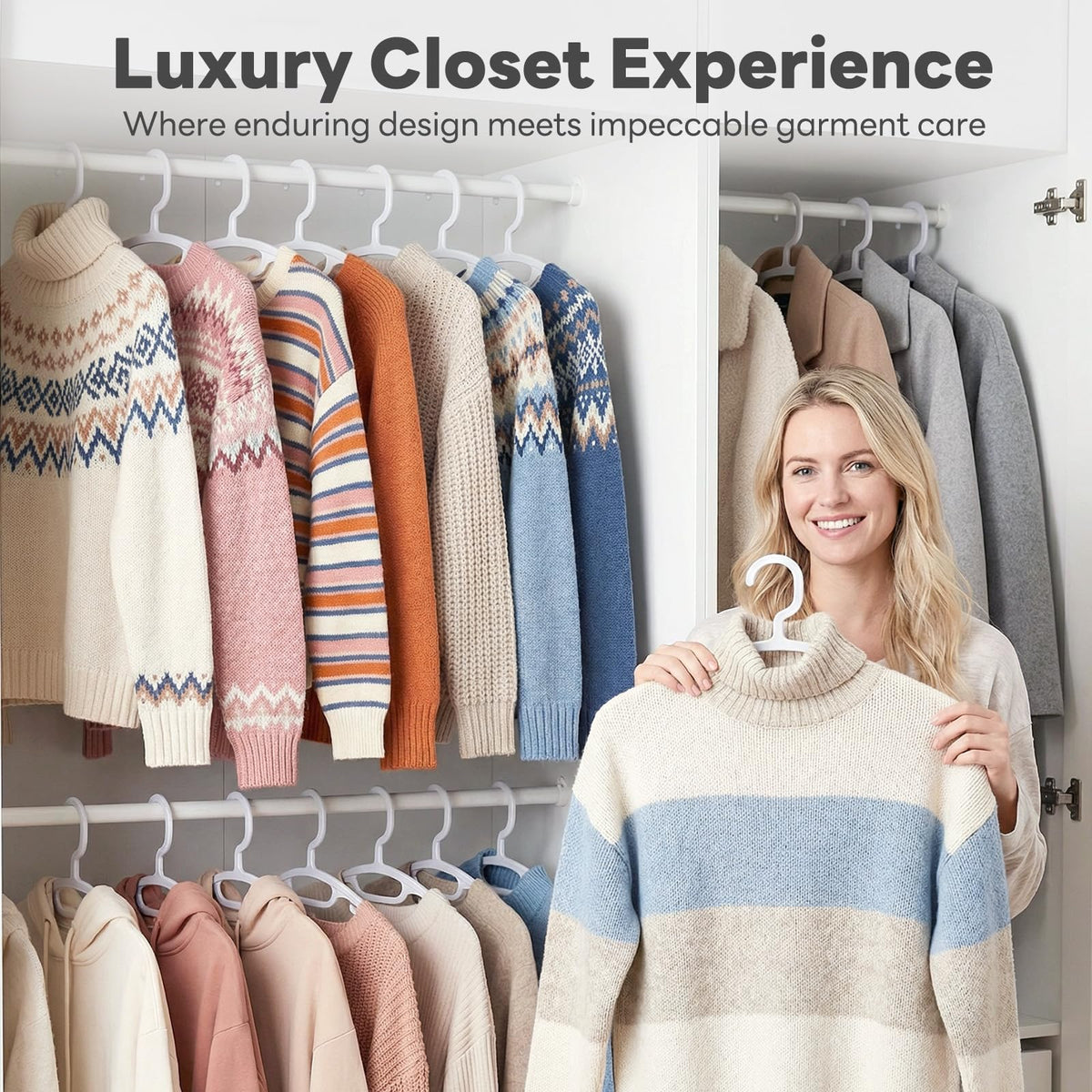 House Day white sleek hanger fits modern closets with a neat finish.