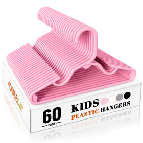 House Day premium baby hangers 11-inch pink in closet keeps outfits organized and accessible.