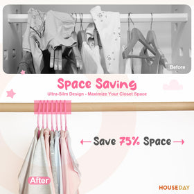 House Day lightweight 11-inch pink baby hangers simplify daily dressing.