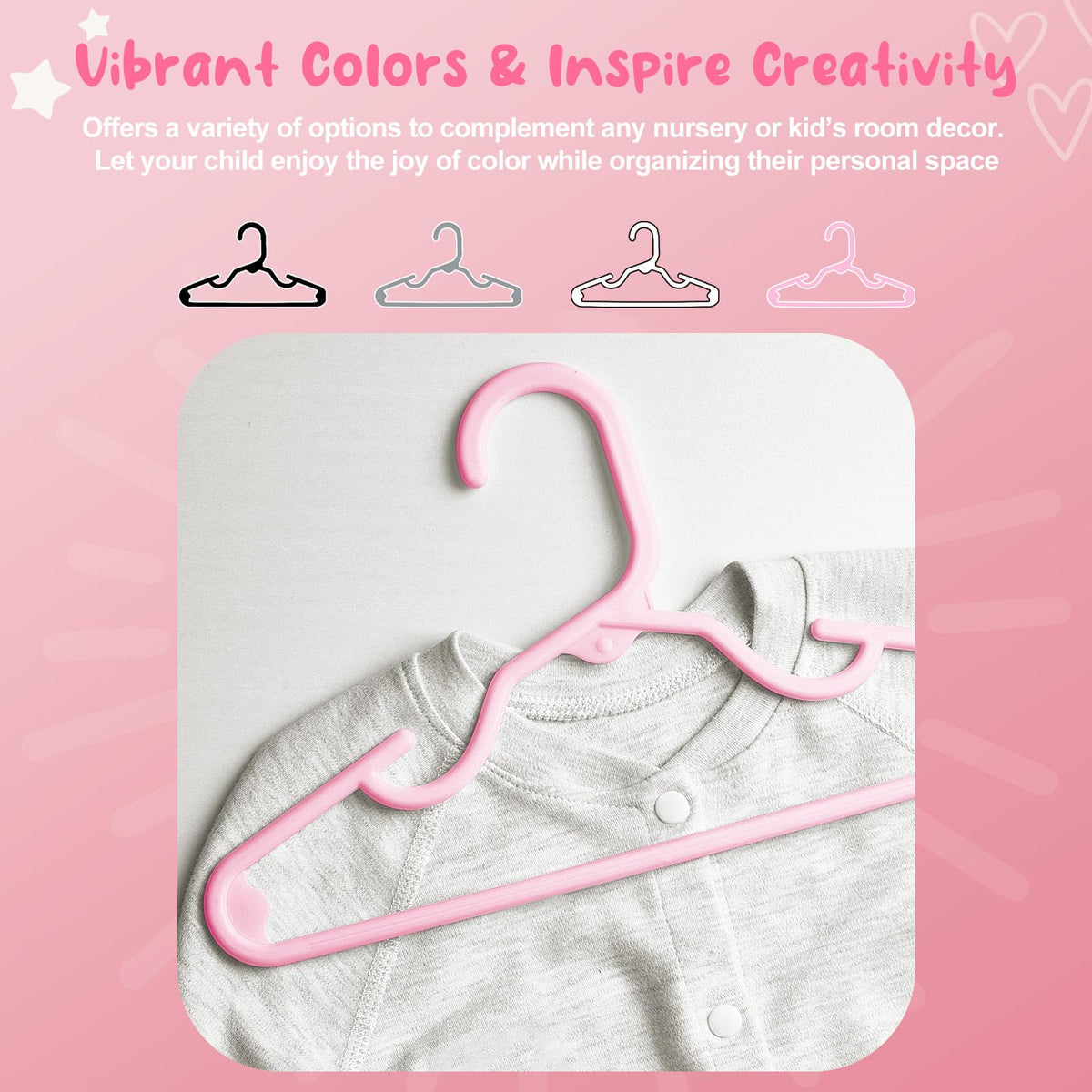 House Day perfect-fit 11-inch pink hangers suit little wardrobes.