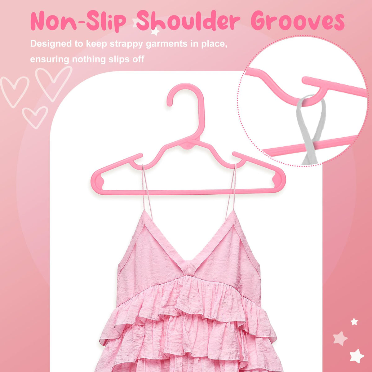 House Day 11-inch pink baby hangers with smooth surface protect delicate fabrics.