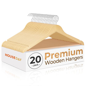 HOUSE DAY premium birch wood hangers with heavy-duty construction for sturdy coats