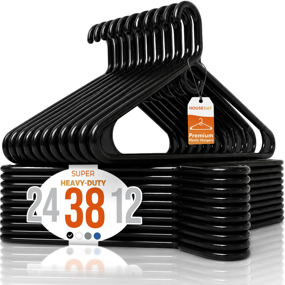 HOUSE DAY premium heavy-duty hanger top view supports heavy coats without sagging.