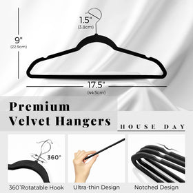 Velvet texture on HOUSE DAY hanger protecting fabrics from snags and wrinkles.