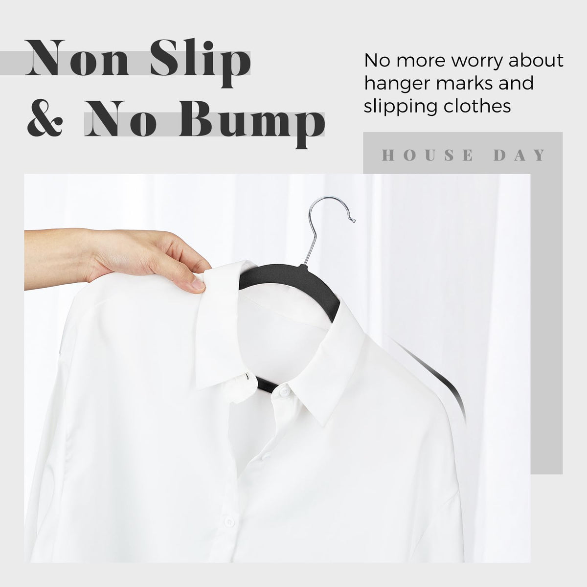 HOUSE DAY velvet hangers in packaging highlight premium quality and value.