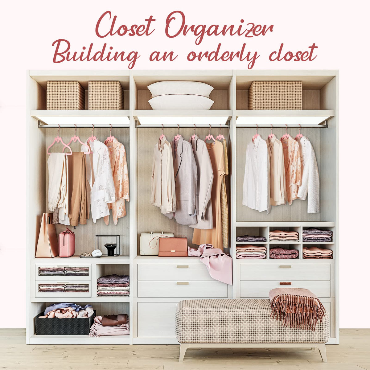 HOUSE DAY pink velvet hanger with rose-gold hook adds a stylish touch.