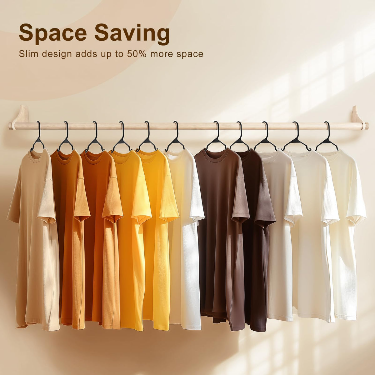 HOUSE DAY slim-design hanger saves closet space and reduces clutter.