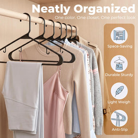 House Day slim-profile hanger saves closet space and improves visibility.