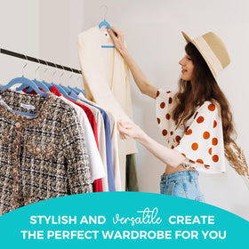 Slim, space-saving design helps keep closets tidy and accessible.