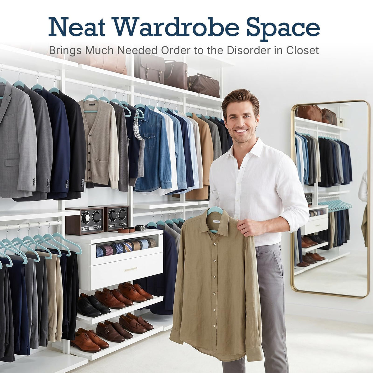House Day slim profile hangers layout for compact closet