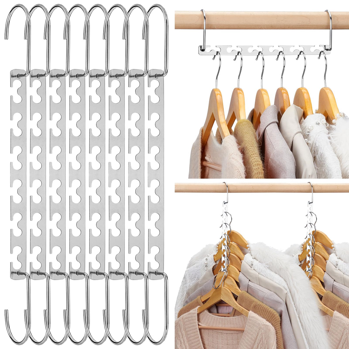 HOUSE DAY Space Saving Hangers front view showing a 12-pack for compact closets
