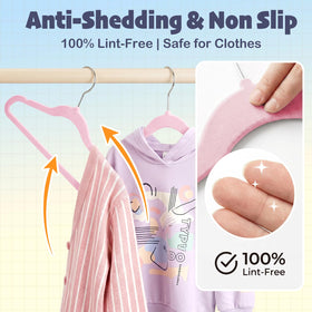 HOUSE DAY slim velvet hangers maximize space in a kids closet