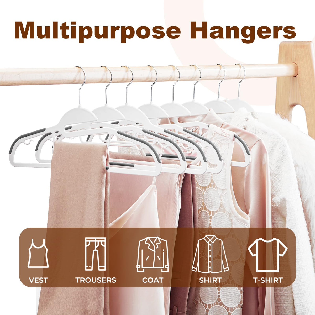 HOUSE DAY heavy-duty ABS plastic provides durable closet hangers.