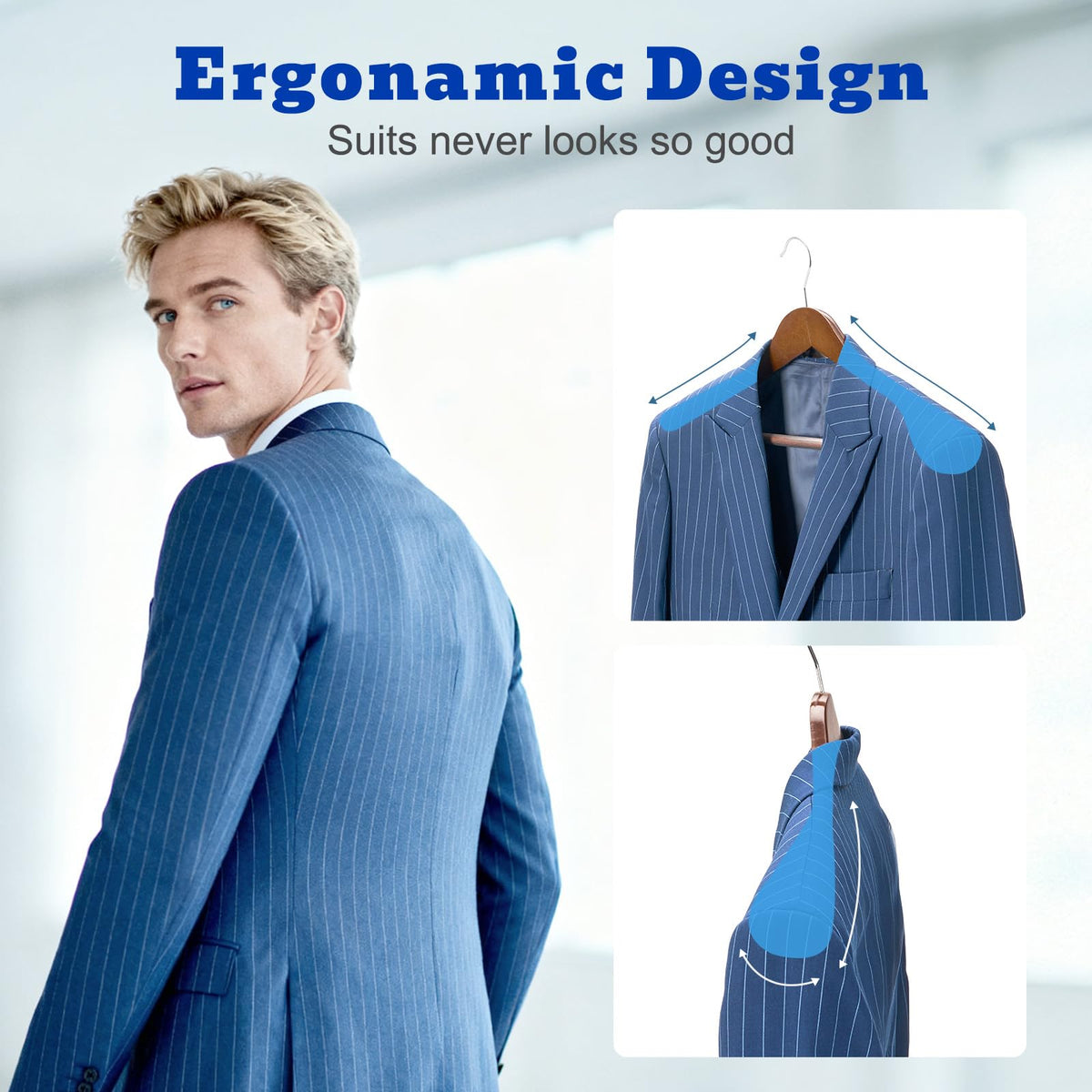 House Day walnut wooden suit hanger preserves collar shape and drape.