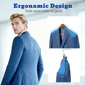House Day walnut wooden suit hanger preserves collar shape and drape.