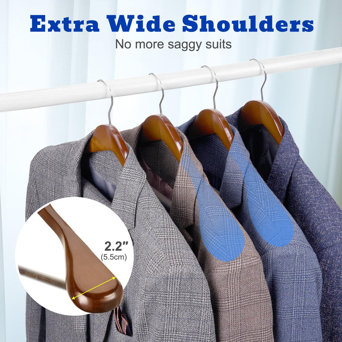 House Day thick crossbar solid wood hanger provides strong support.