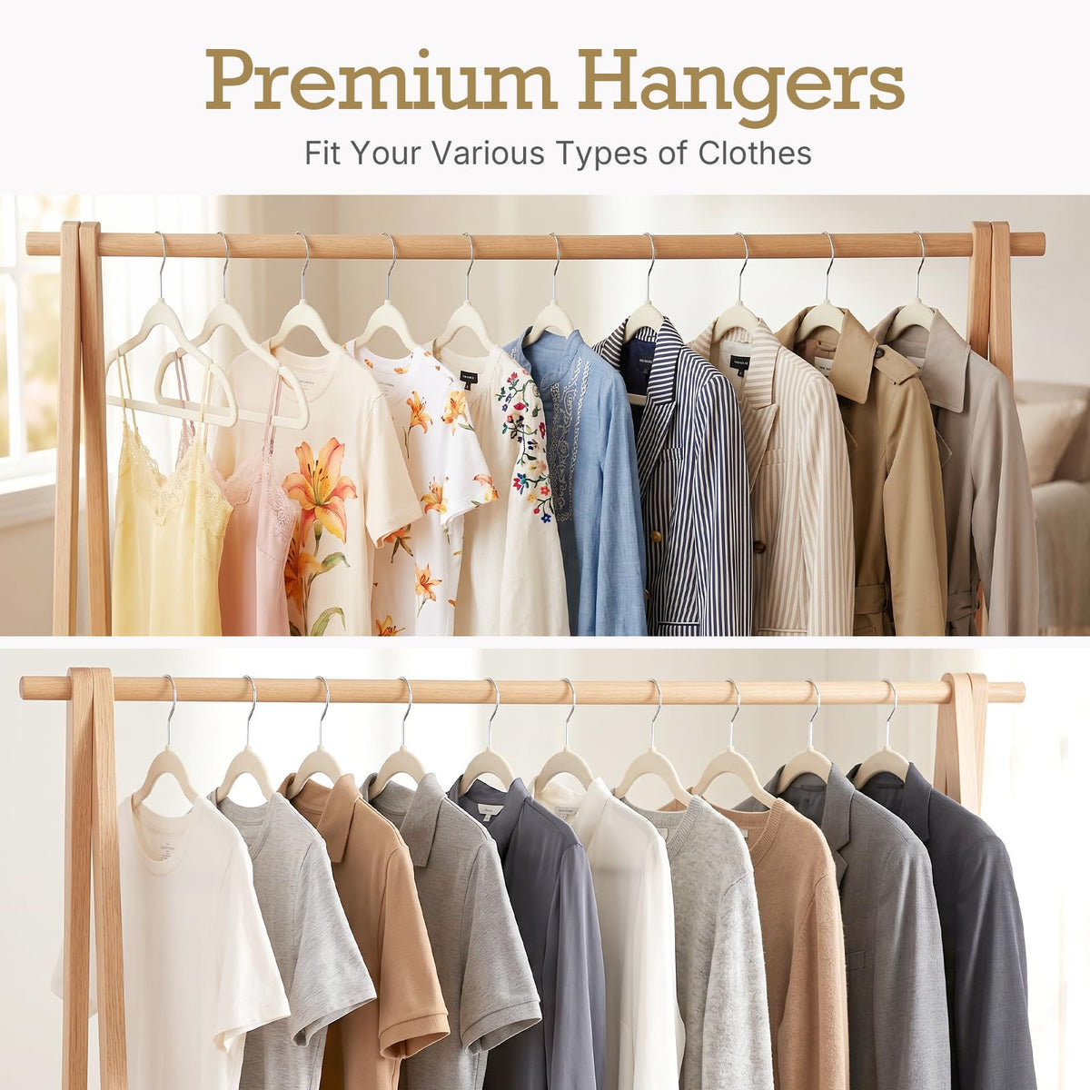HOUSE DAY Ultra-thin design saves closet space and adds storage room.
