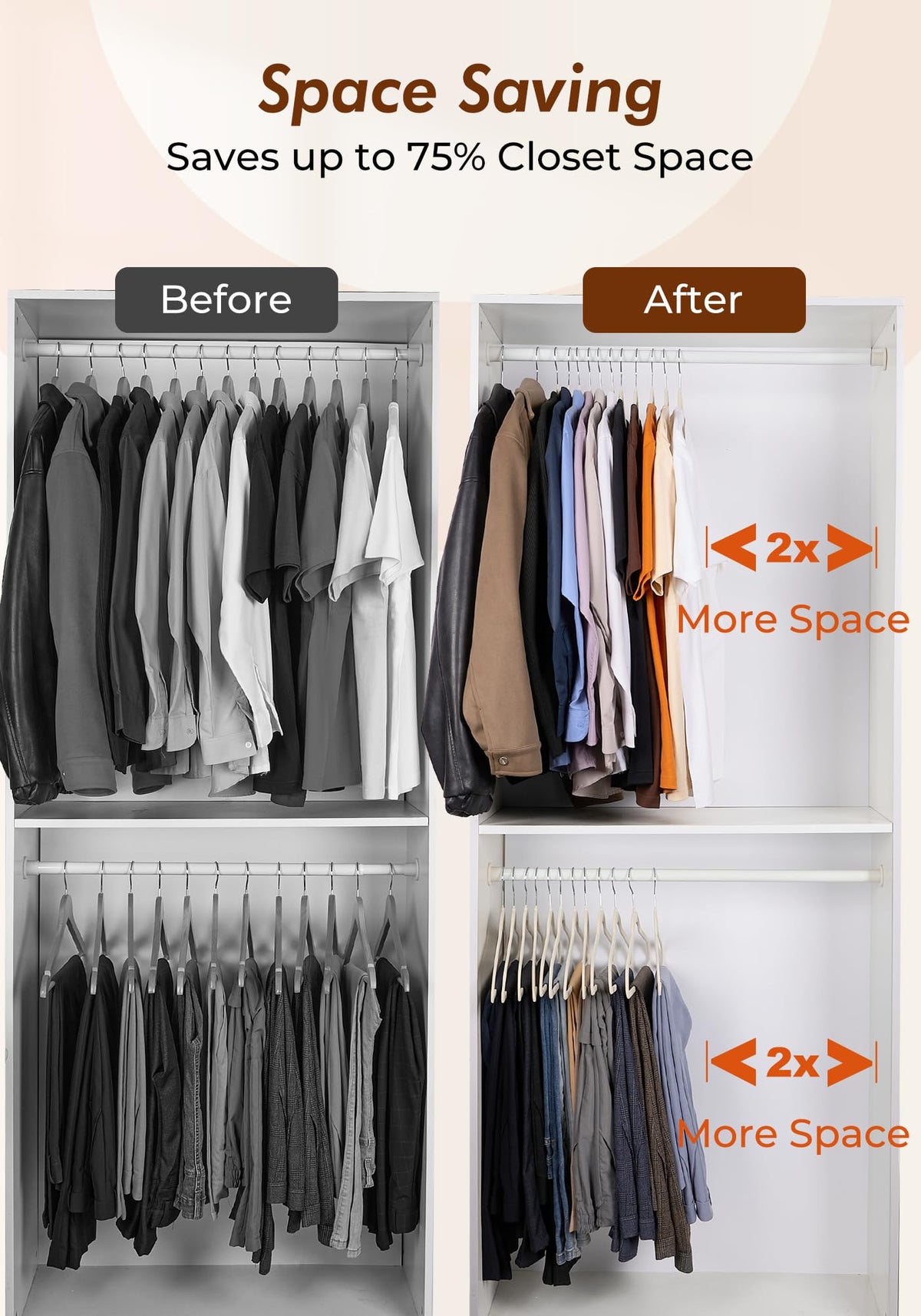 House Day ultra-thin design maximizes closet capacity.