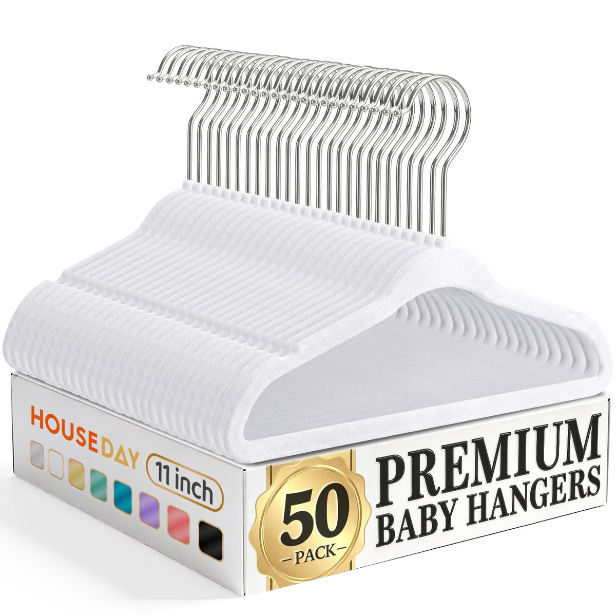 HOUSE DAY velvet baby hangers 11in in a neat closet keep infant outfits organized.
