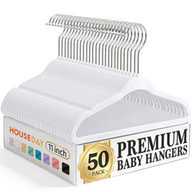 HOUSE DAY velvet baby hangers 11in in a neat closet keep infant outfits organized.