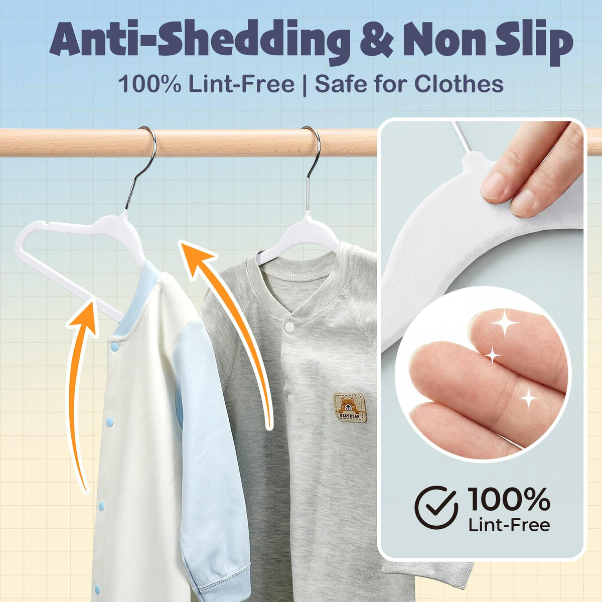 HOUSE DAY 11in slim hangers maximize closet space for toddlers and kids.